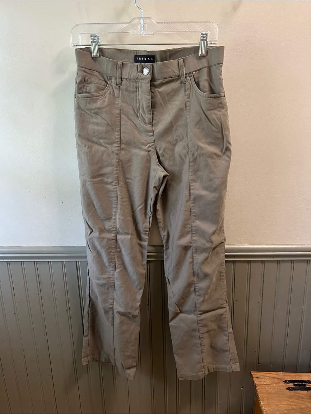 Tribal Taupe Straight Pants